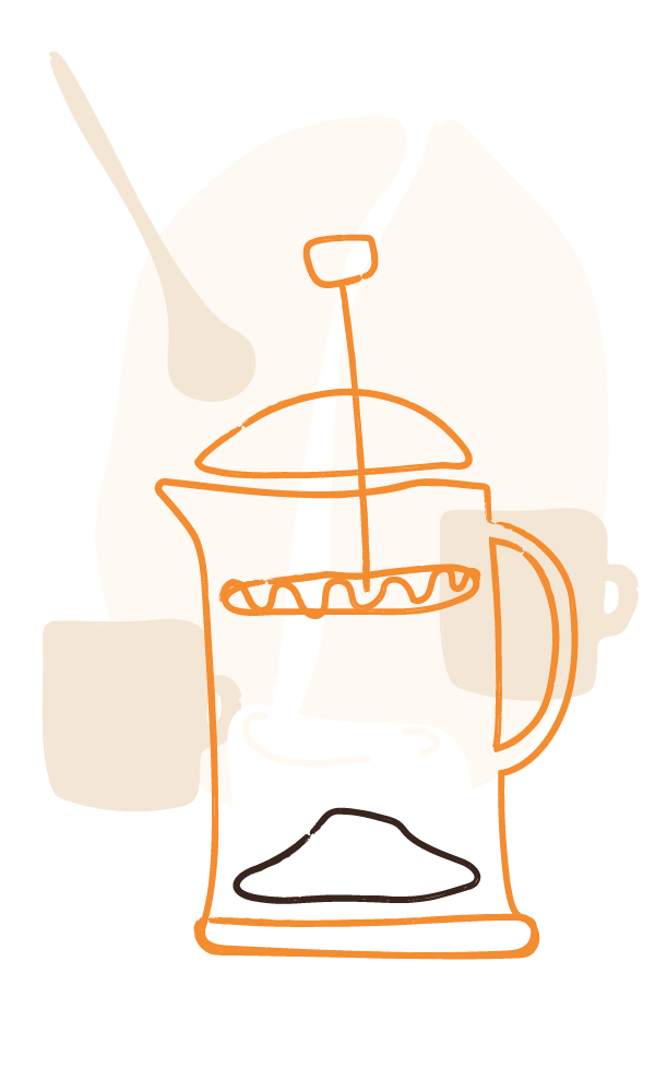 Ilustración de prensa francesa siendo usada para preparar café
