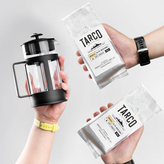 pack cafetera francesa con cafe de especialidad de Brasil