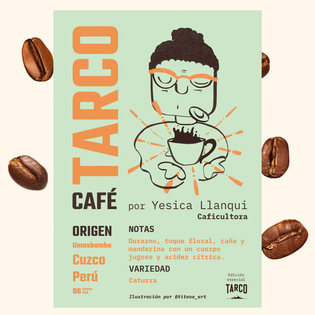 Etiqueta Café de Especialidad Cuzco Perú - Yesica Llanqui - Café Tarco