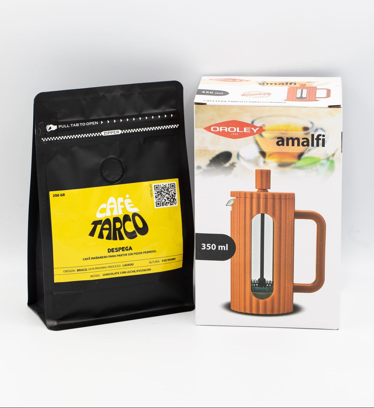 Nuevo Pack "Franchute" Prensa Francesa Naranja más Café de Especialidad Brasil
