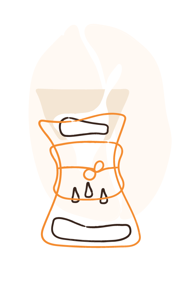 Ilustración de Chemex siendo usada para preparar café