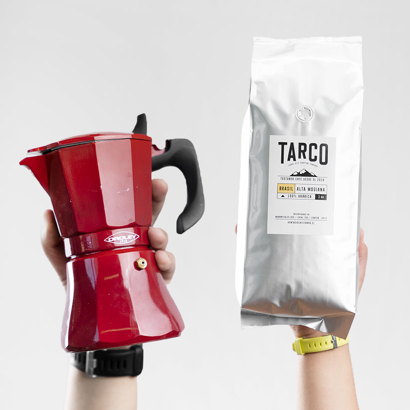 Nuevo Pack "Vibraletti" Cafetera Italiana más Café de Especialidad Brasil - Alta Mogiana